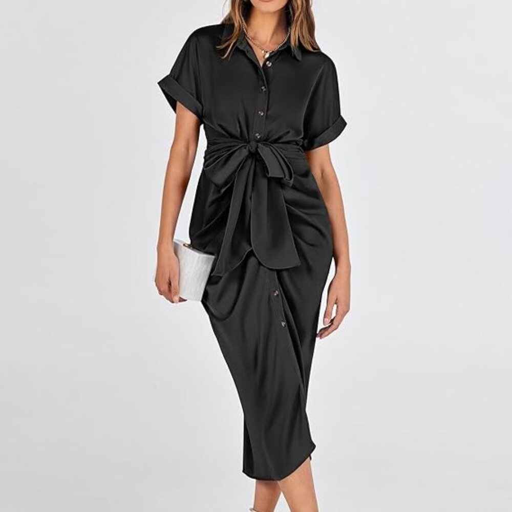 NWOT BTFBM Button Down Shirt Dress with Ruching